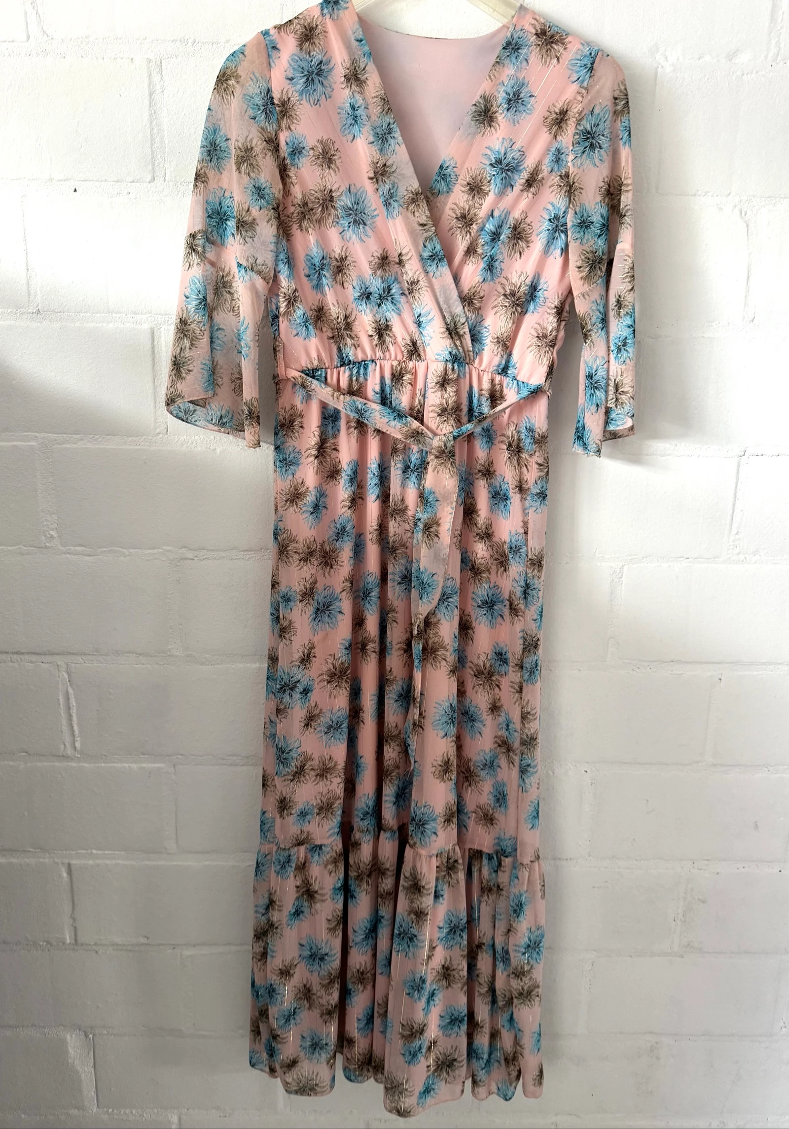 Long floral dress with gold thread size L – photo 3